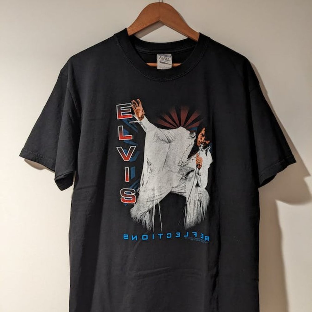 Vintage 2002 Elvis Reflections Music Singer Large T-shirt